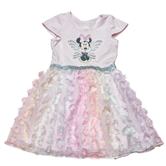 Disney Minnie Tutu Dress Girls 5T Tulle Rainbow Ballet Princess Fairy Flowers - Picture 1 of 6